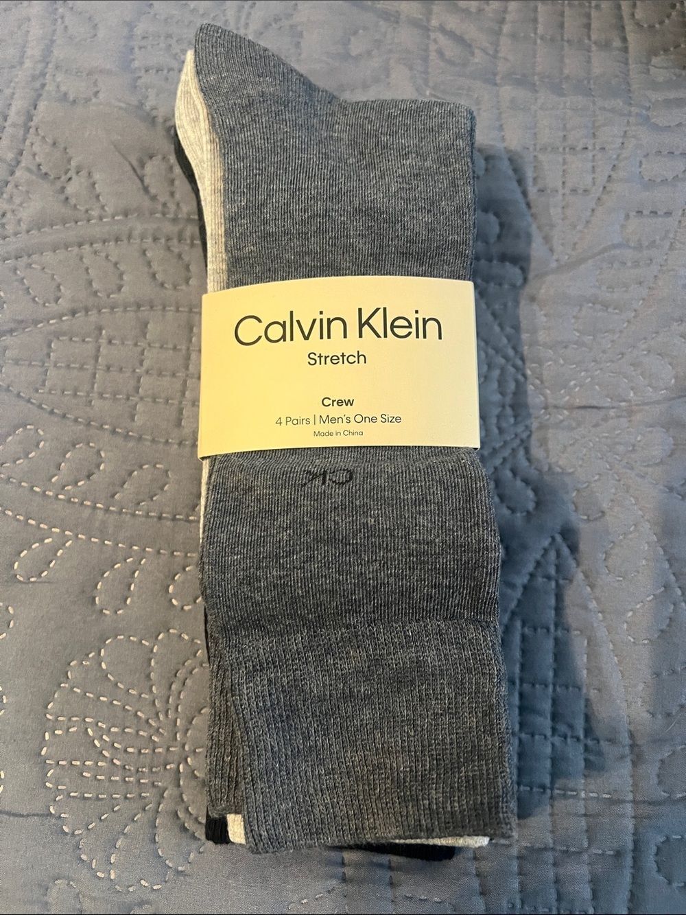 Calvin Klein Men's Crew Socks in Heather Gray and Black Trim
